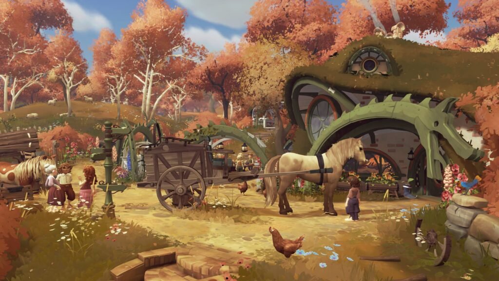 An area of the Shire filled with hobbits and someone moving in