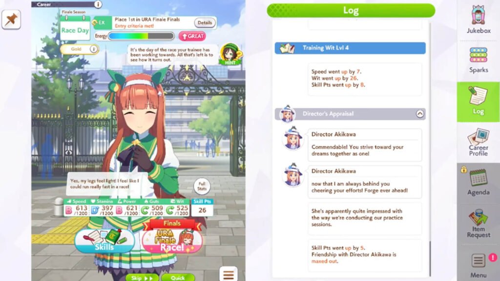 Silence Suzuka Training Secondary Stats