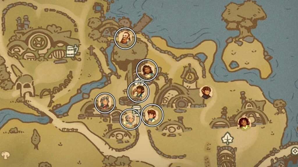 A map of Townsfolk Hobbits Village Square from Tales of the Shire