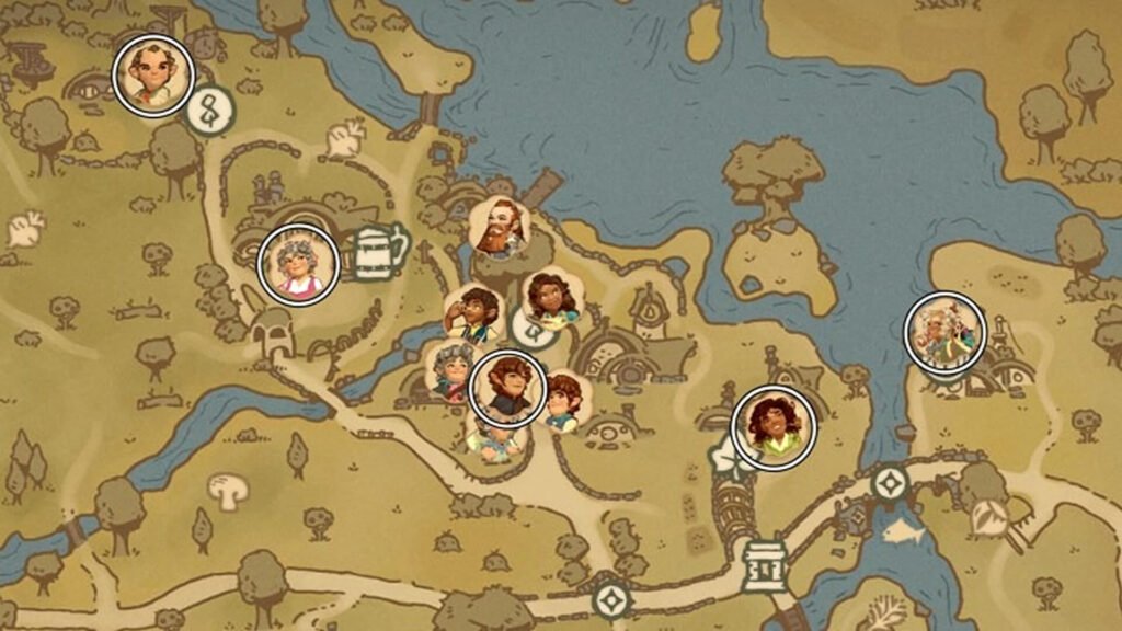 A map of Townsfolk Bywater from Tales of the Shire.