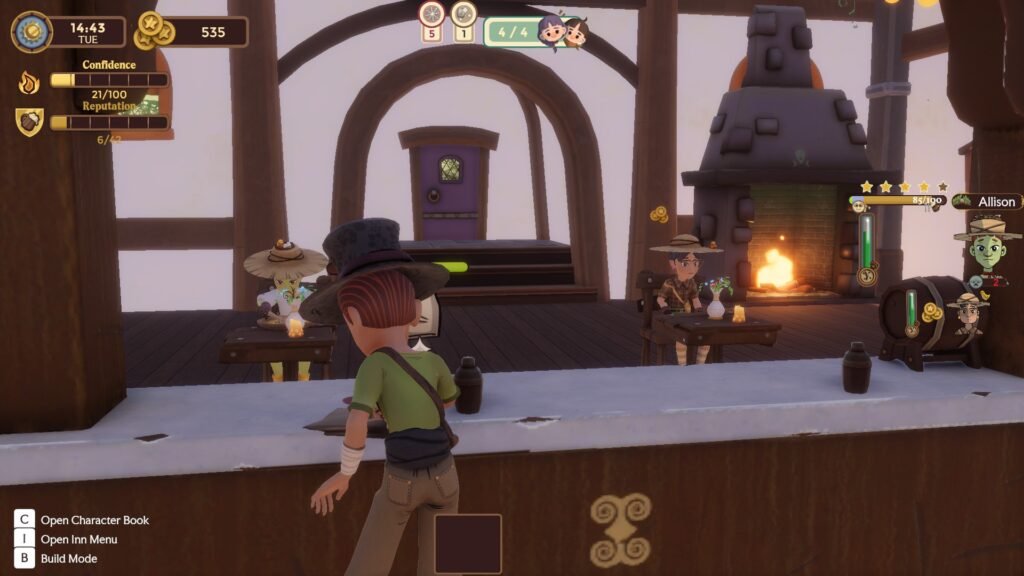 The player roaming around their inn in Magic Inn.