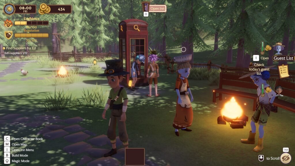 The player hanging out with NPCs in Magic Inn.