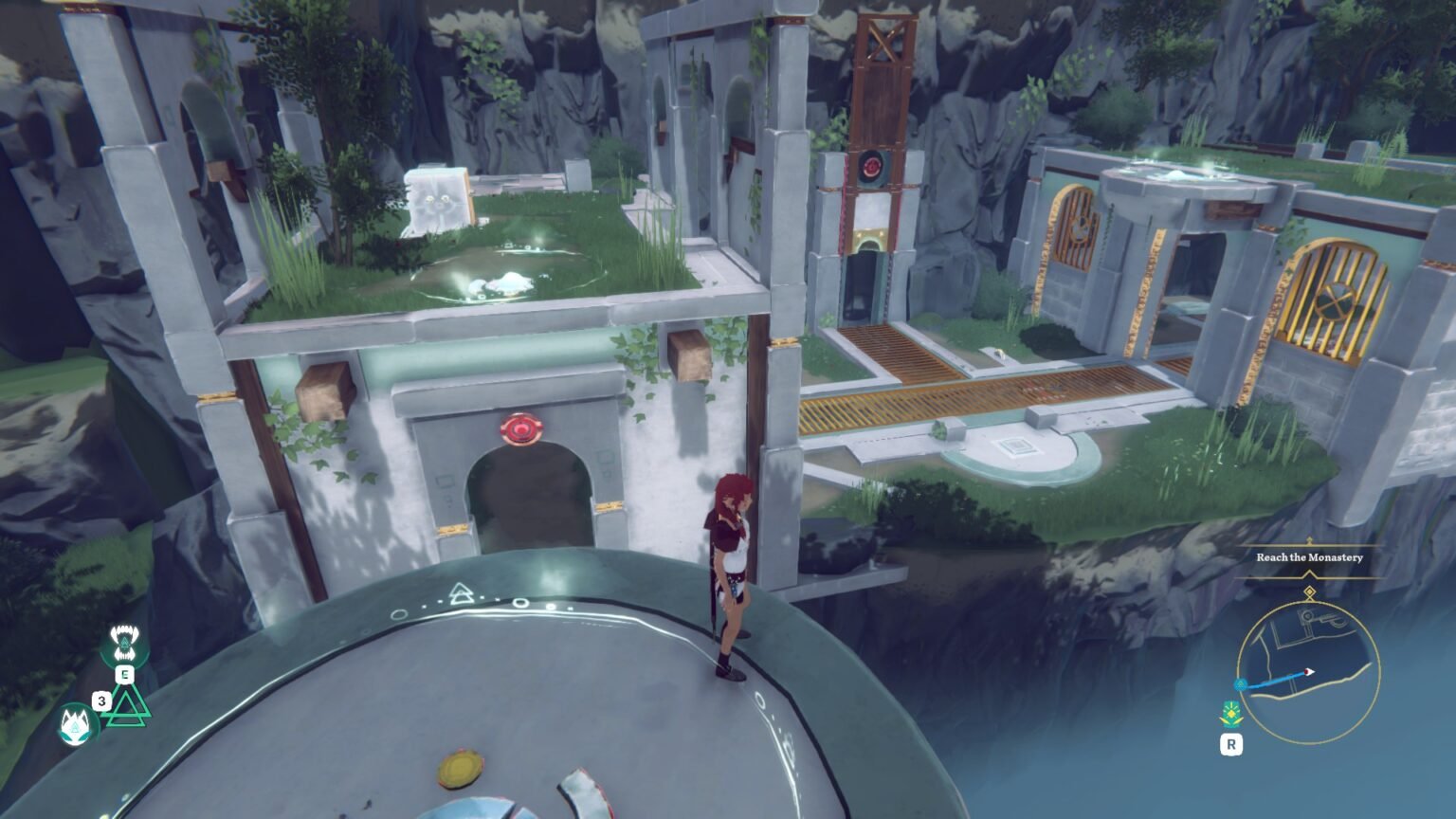 Altheia: The Wrath of Aferi, Lili on the platform looking at puzzle at Tree of Life