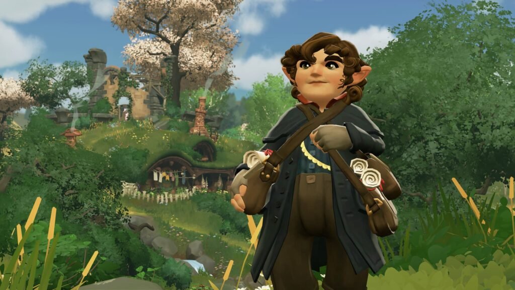 A hobbit standing near his home in Tales of the Shire.