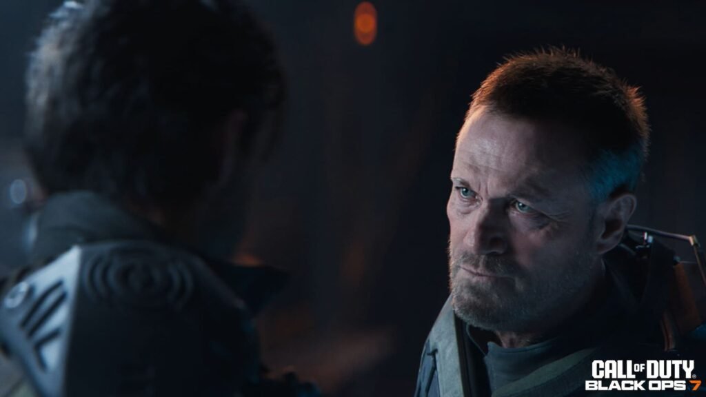 A man looking at another man in Call of Duty Black Ops 7