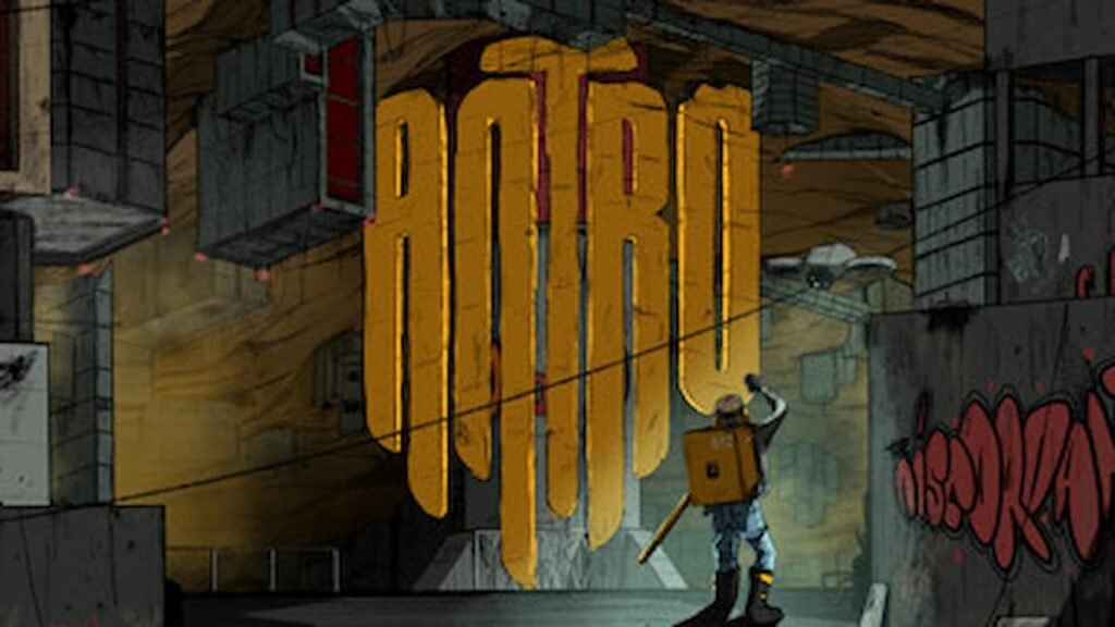 A man spraying graffiti on a wall in Antro.