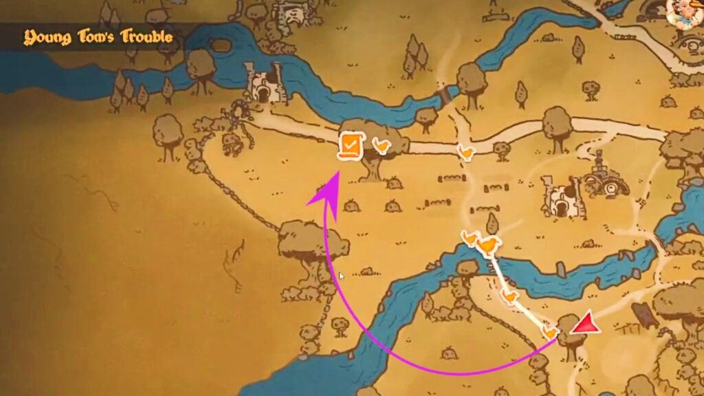 A map of where to find Young Tom Cotton's cow in Tales of the Shire.