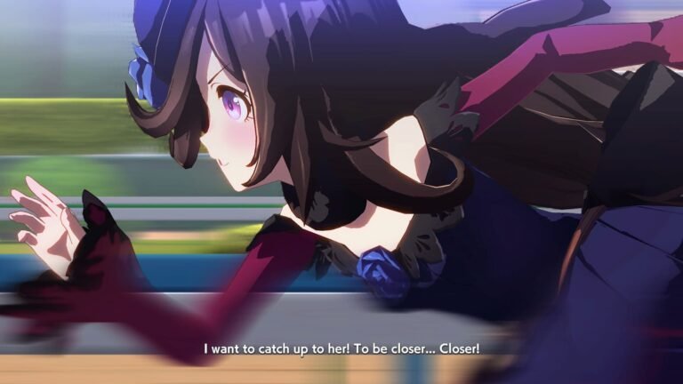 Girl running fast to the left in Umamusume Pretty Derby