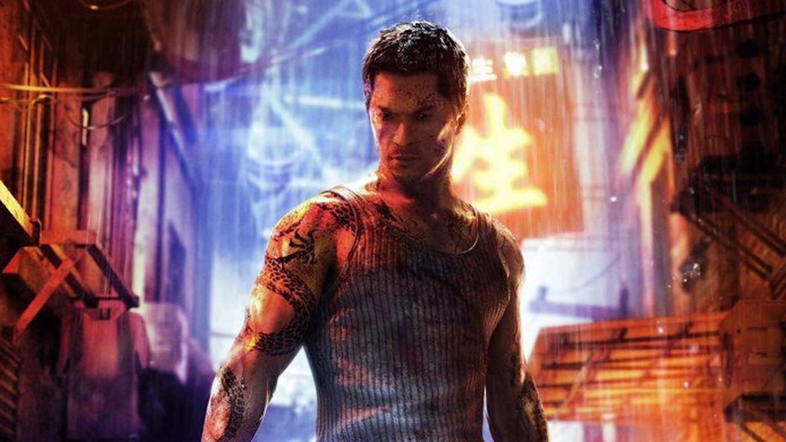 I Wish More People Played Sleeping Dogs Image of Wei Shen standing in a neon-lit alley during rainfall