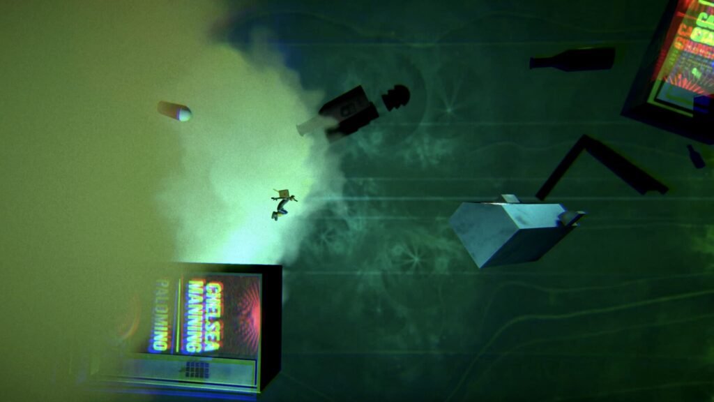 The player jumping away from poisonous gas in Antro.