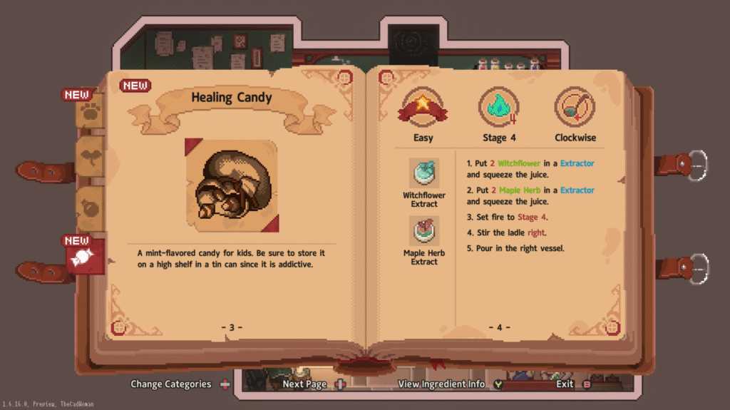 Healing Candy recipe in Little Witch in the Woods