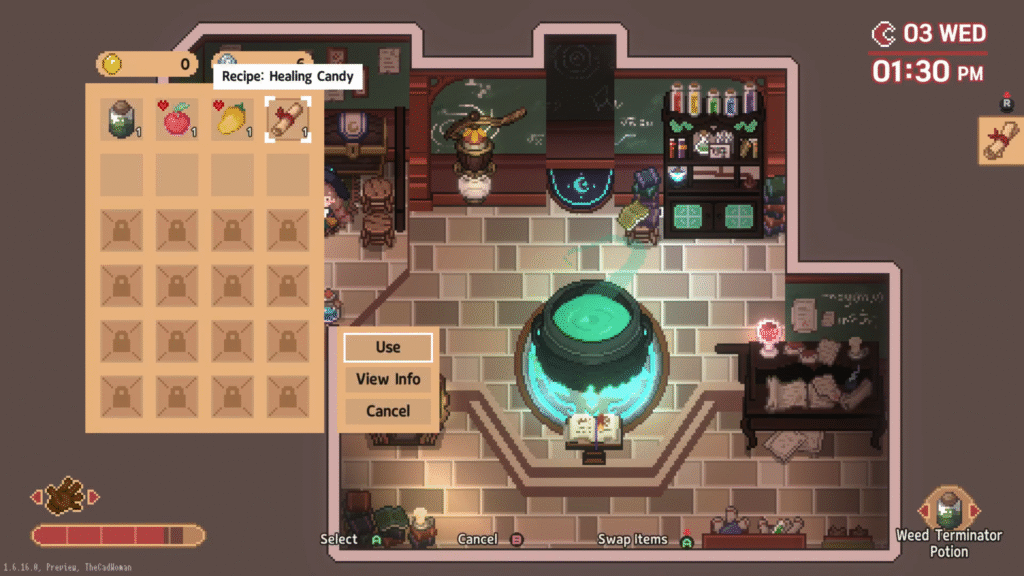 Learning the Healing Candy recipe in Little Witch in the Woods