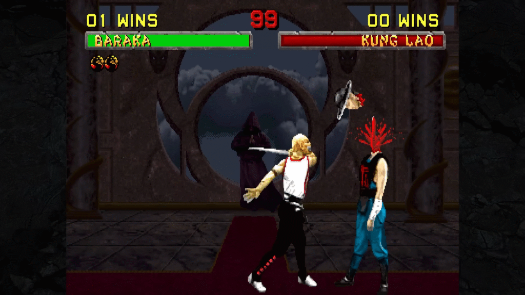 Baraka performing a fatality in Mortal Kombat