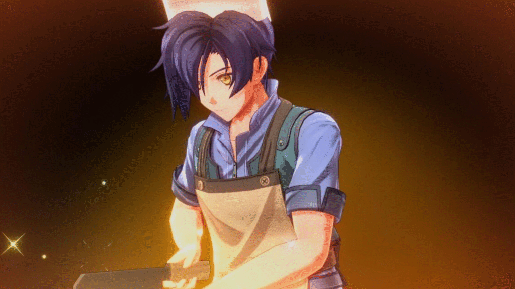 One of the characters cooking in Trails in the Sky 1st Chapter