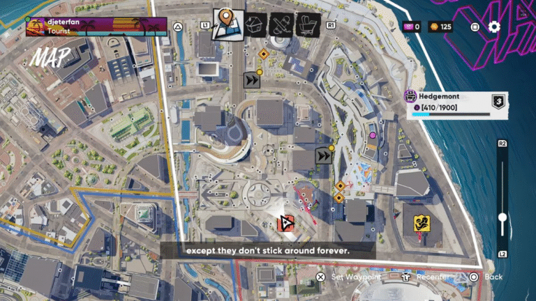 A screenshot of Skate 4 game’s map 