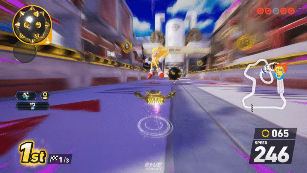 Super Sonic in Sonic Racing Crossworlds racing