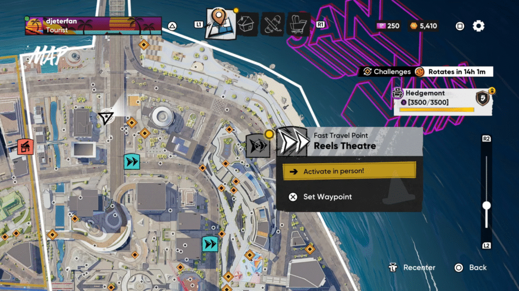 Using Fast Travel Points on the map in Skate