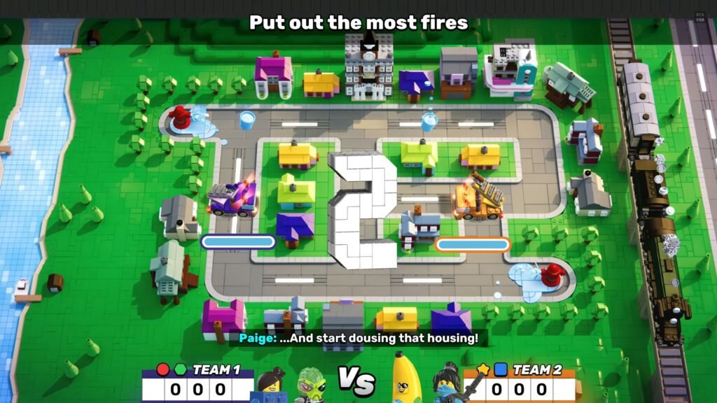 Put the most fires minigame in Lego Party