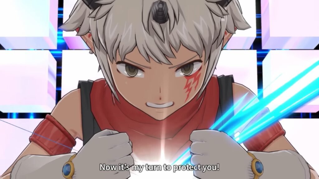 A Digimon looking person geting angry in Digimon Story Time Stranger