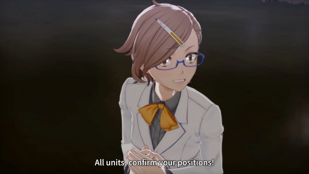 A lab scienist looking to the right in Digimon Story Time Stranger
