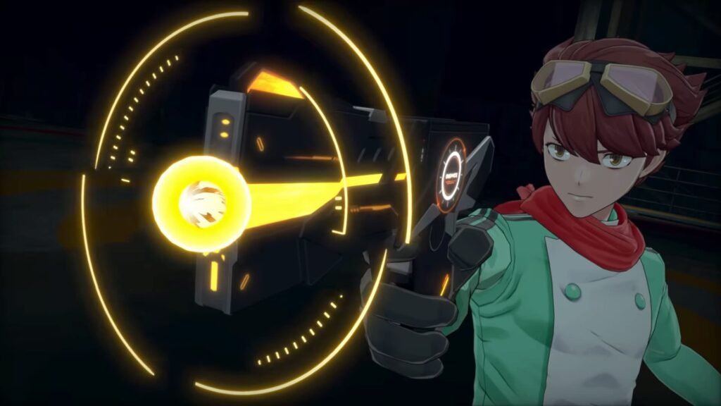 A man shooting a gun in Digimon Story Time Stranger