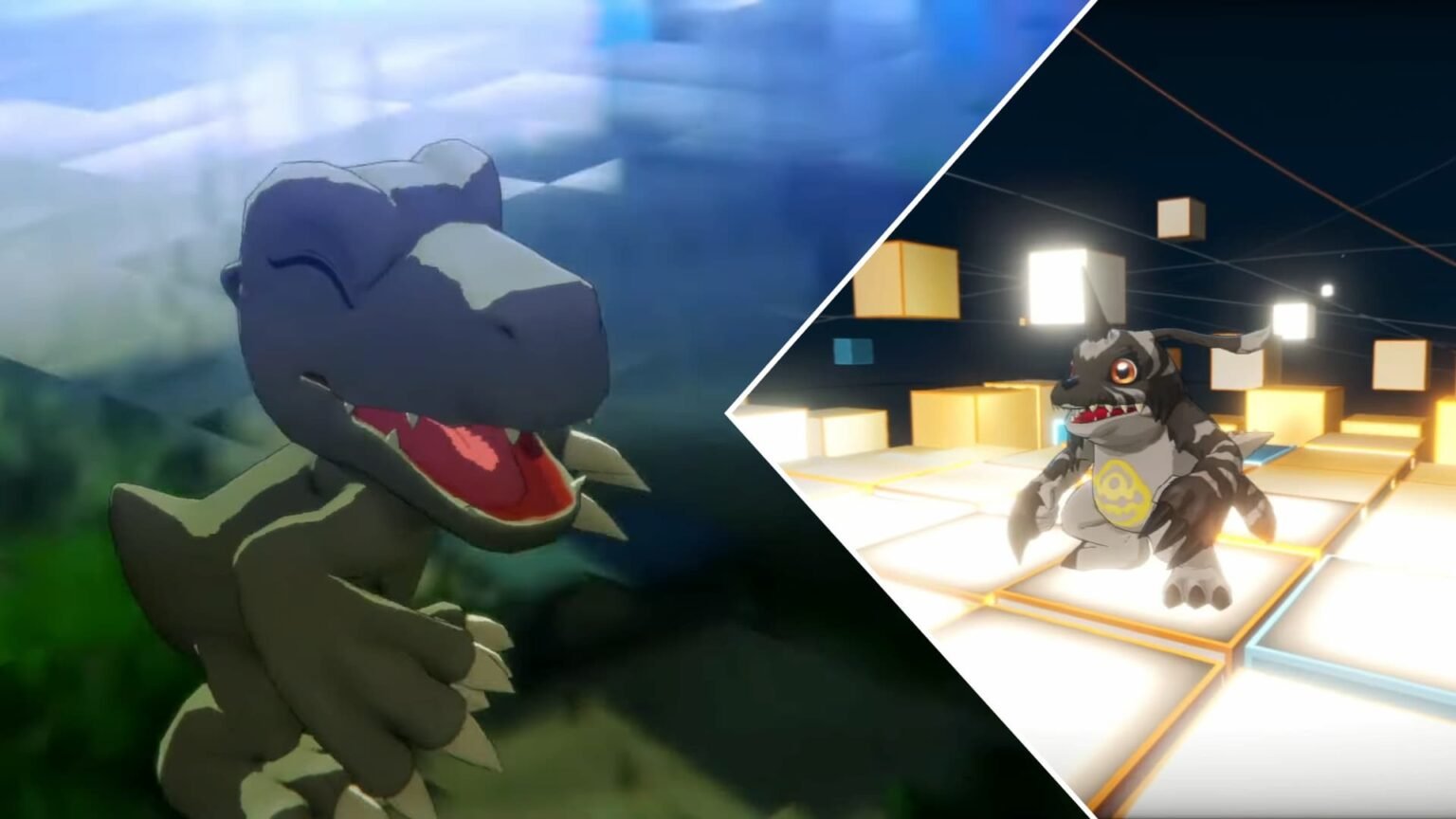 Black Agumon and Black Gabumon next to each other in Digimon Story Time Stranger