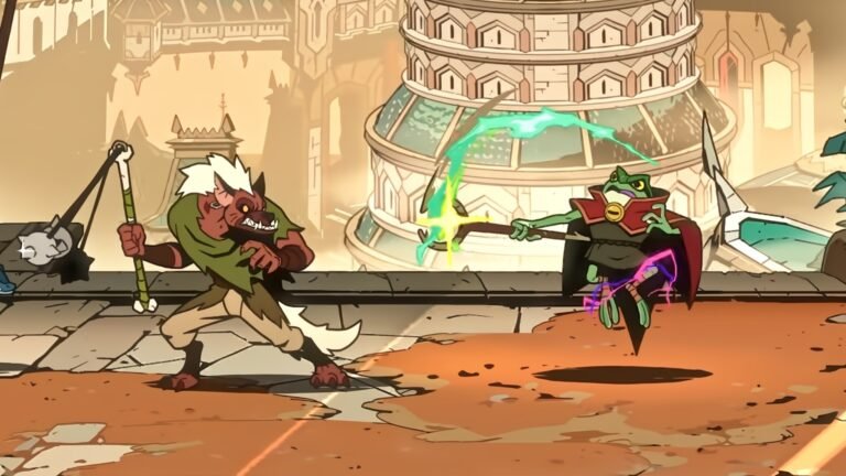 Brome fighting an enemy in Absolum