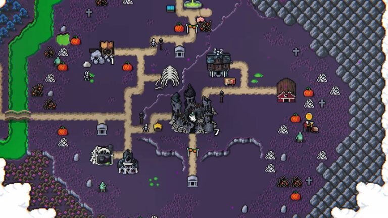 Enemies swarming a castle in Super Fantasy Kingdom