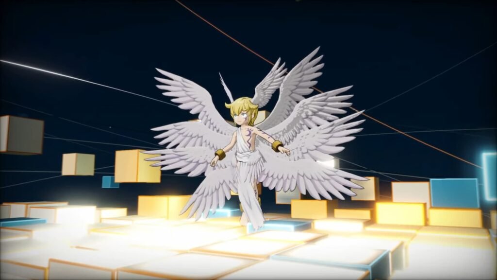 Lucemon in a digital realm in Digimon Story Time Stranger