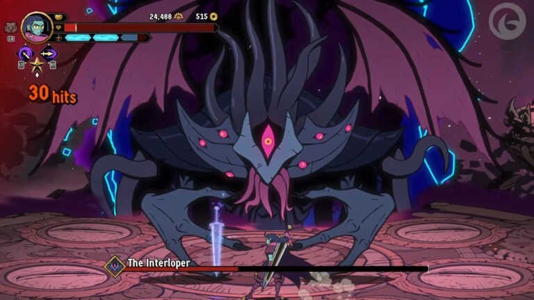 The interloper getting ready for the boss fight in Absolum