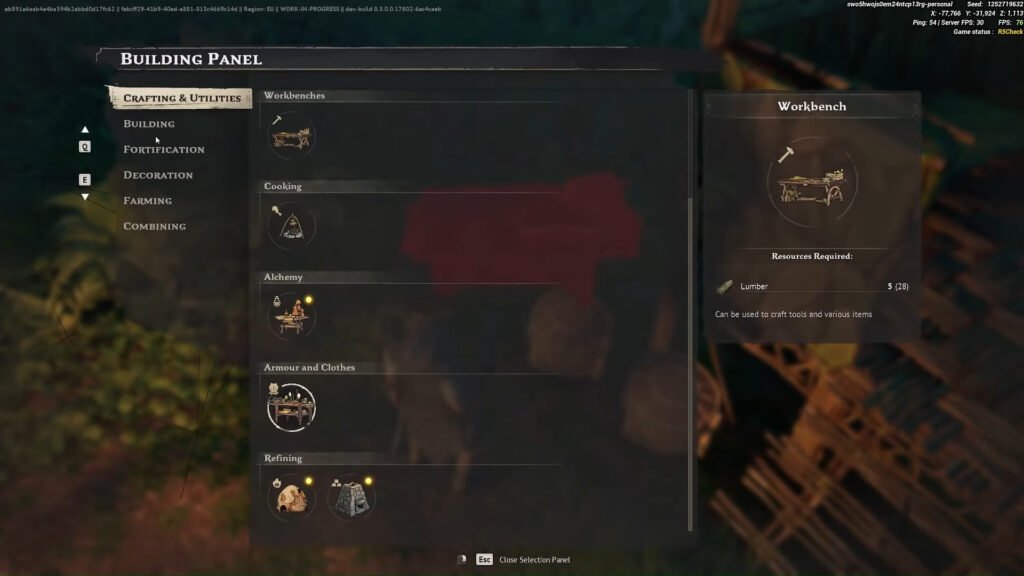 Open the Building Menu