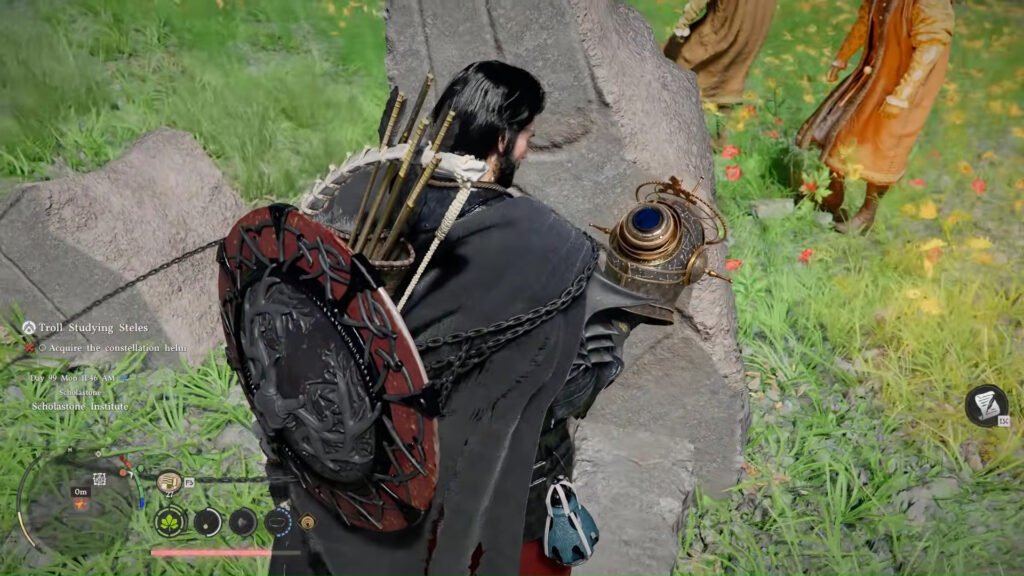 Talk to the scholar and get the helm