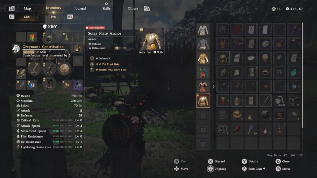 Solas Plate Armor Stats and Abyss Gears