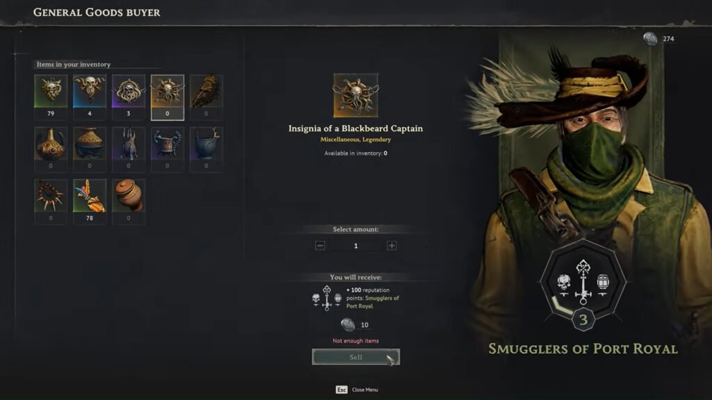 Sell Items to Smugglers in Windrose