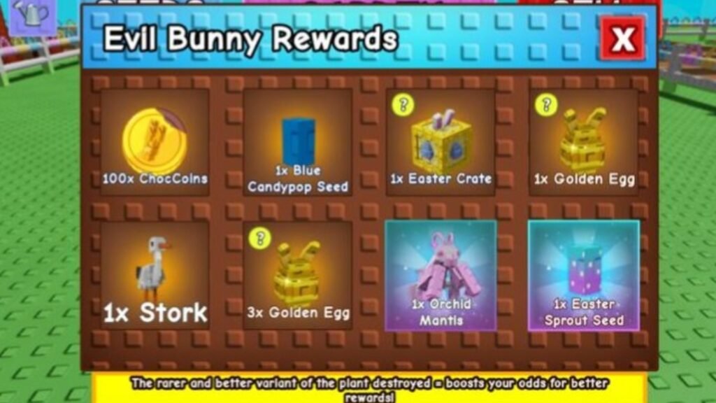 Evil Bunny rewards (image via Roblox Corporation)