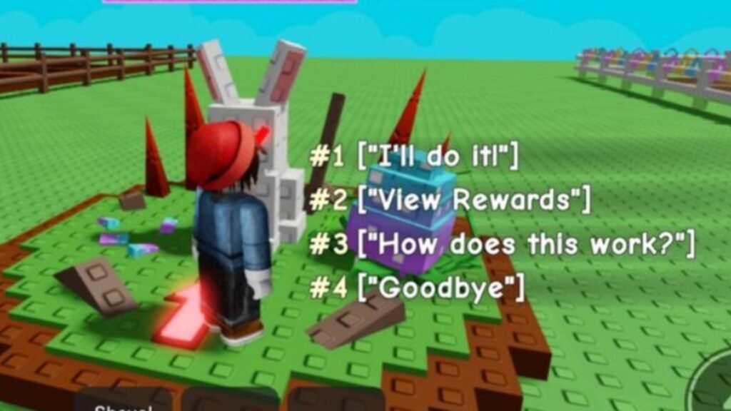 Evil Bunny is directly opposite to the Angry Plant (image via Roblox Corporation)