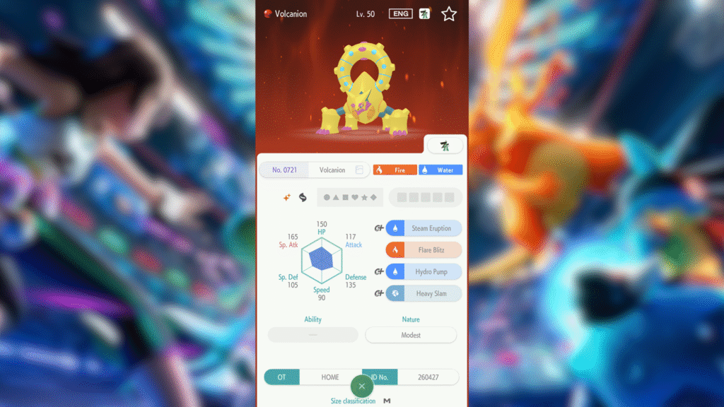 Shiny Volcanion Pokémon Home