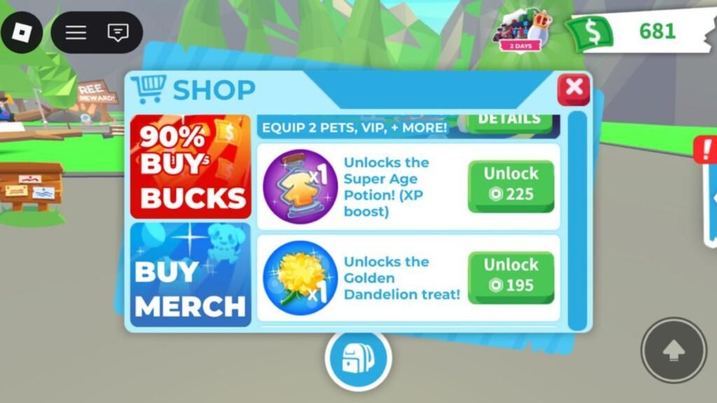 Purchase the potion from the shop (Image via Roblox Corporation)