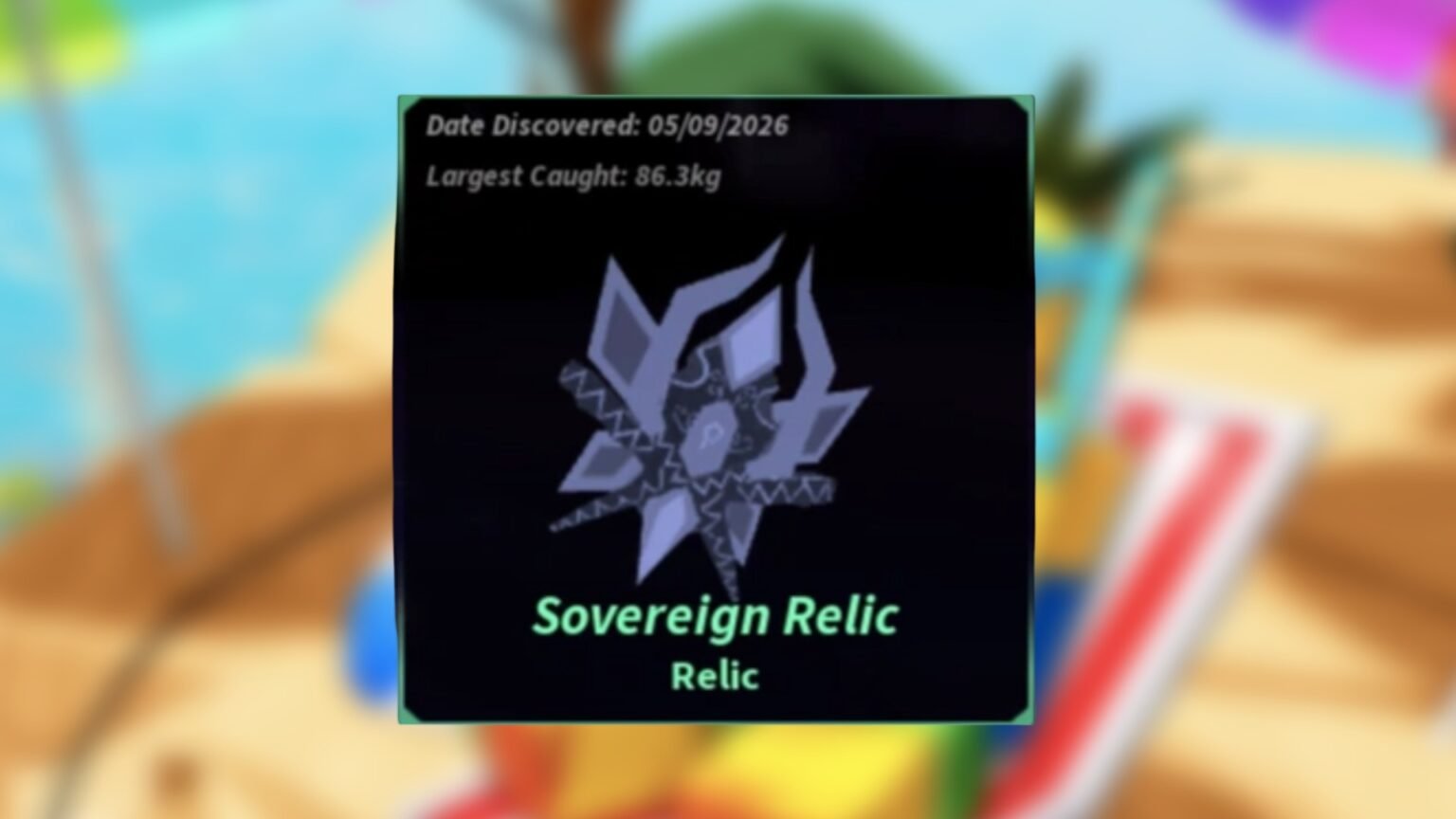 Sovereign Relic is a newly added item in Fisch (Image via Roblox Corporation)