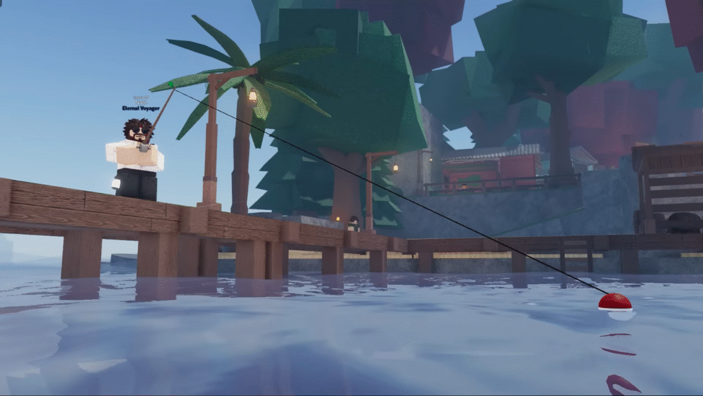 Fish using the Remembrance Rod (Image via Roblox Corporation)