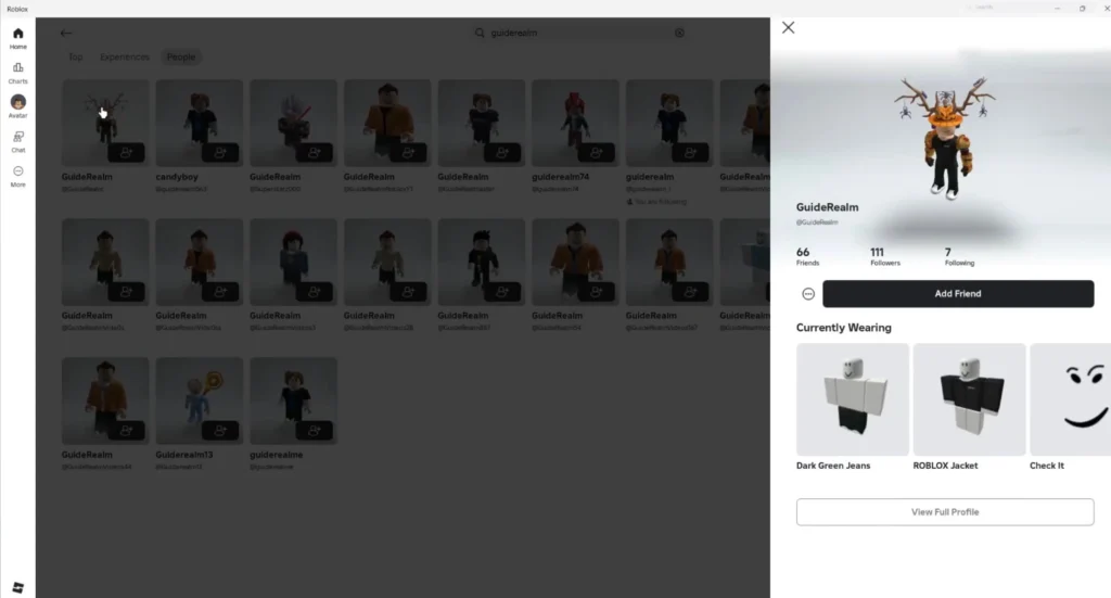Adding friends in Roblox.