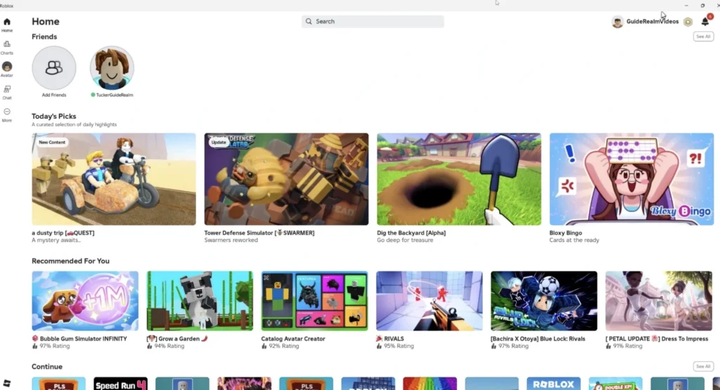 Add friends in Roblox on PC.
