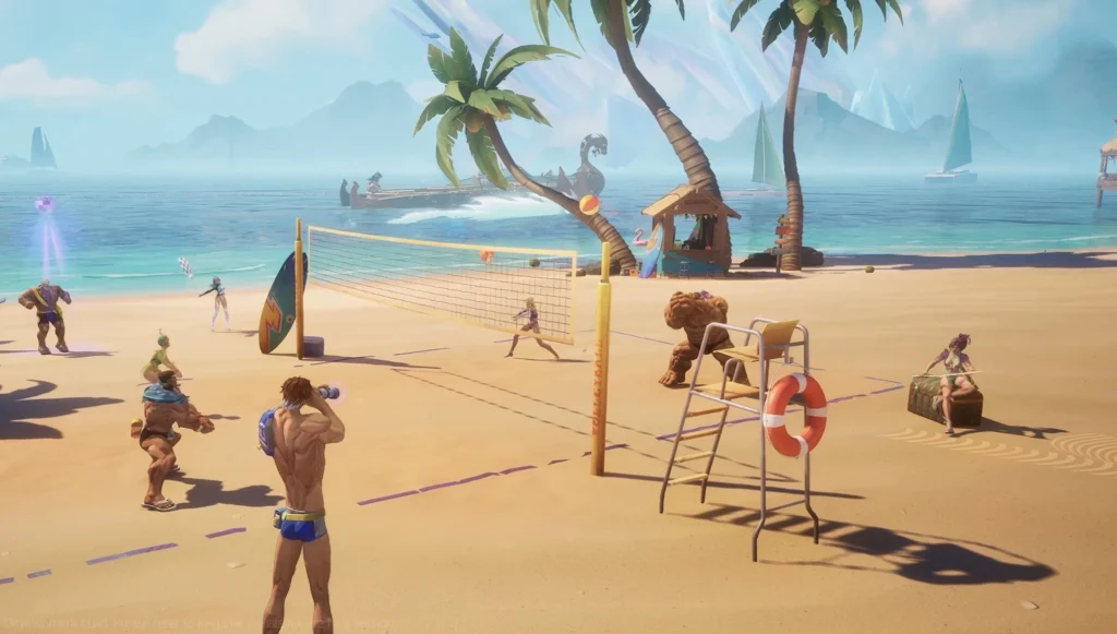 The Summer Combo Emotes on the Hellfire Bay Beach in Marvel Rivals.
