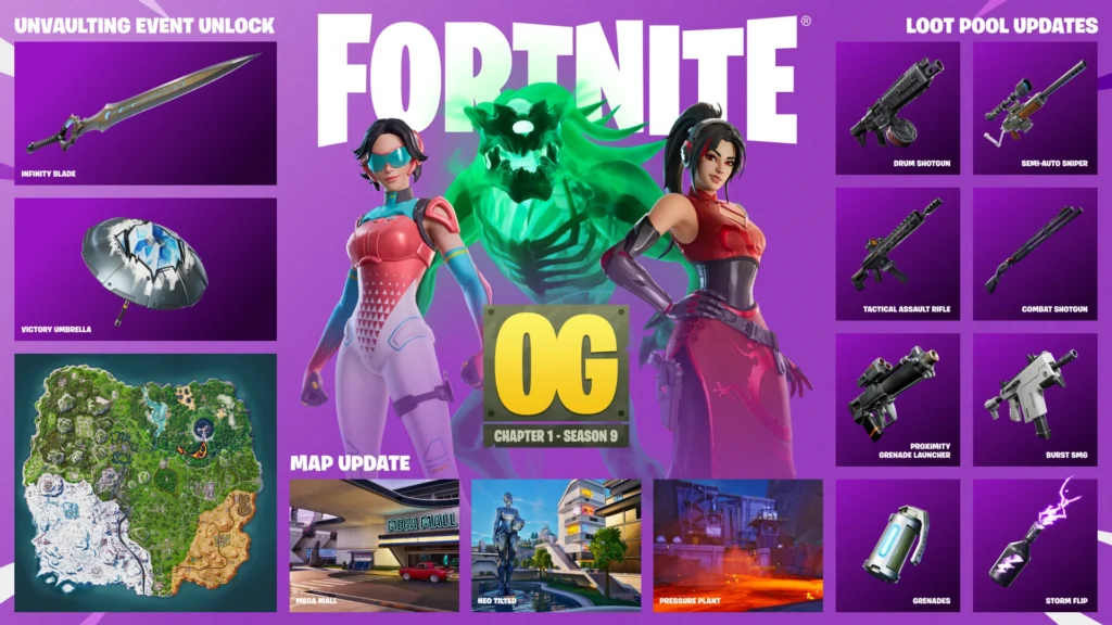 Fortnite OG Season 9 infograph.