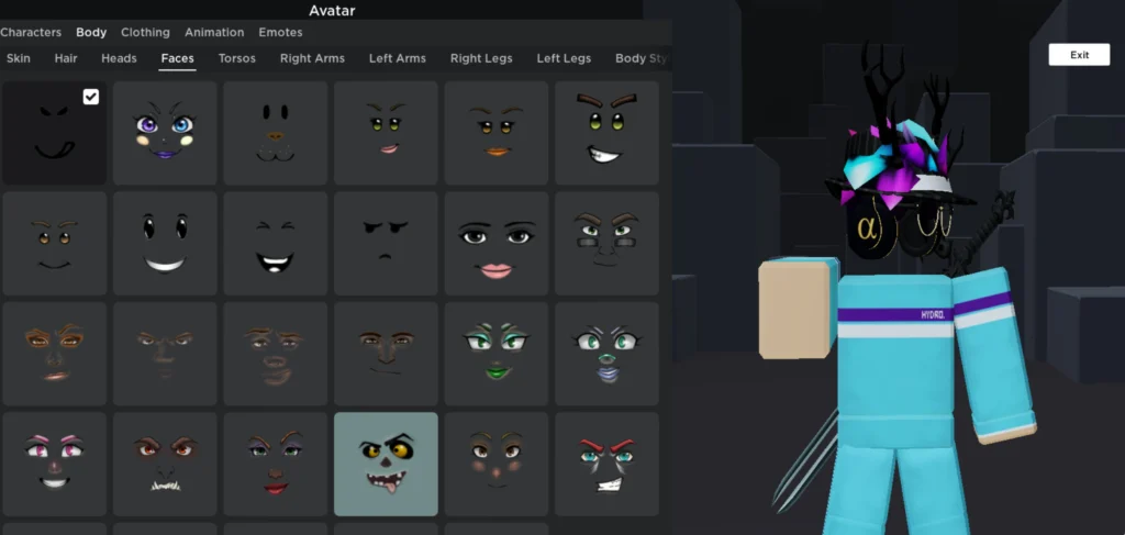 Avatar Editor on mobile.