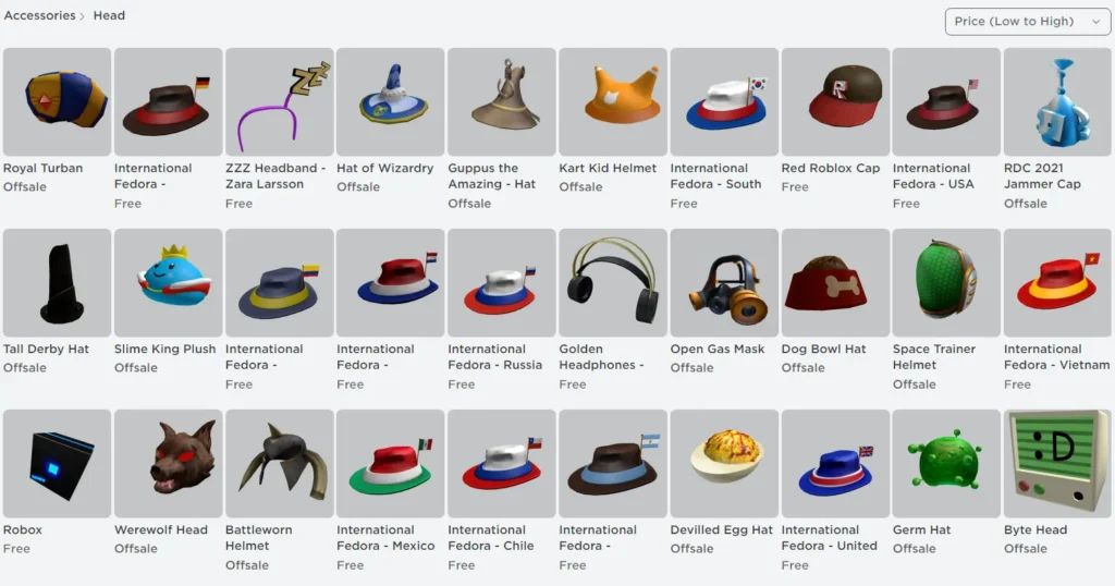 Roblox free avatars on the Avatar Shop.