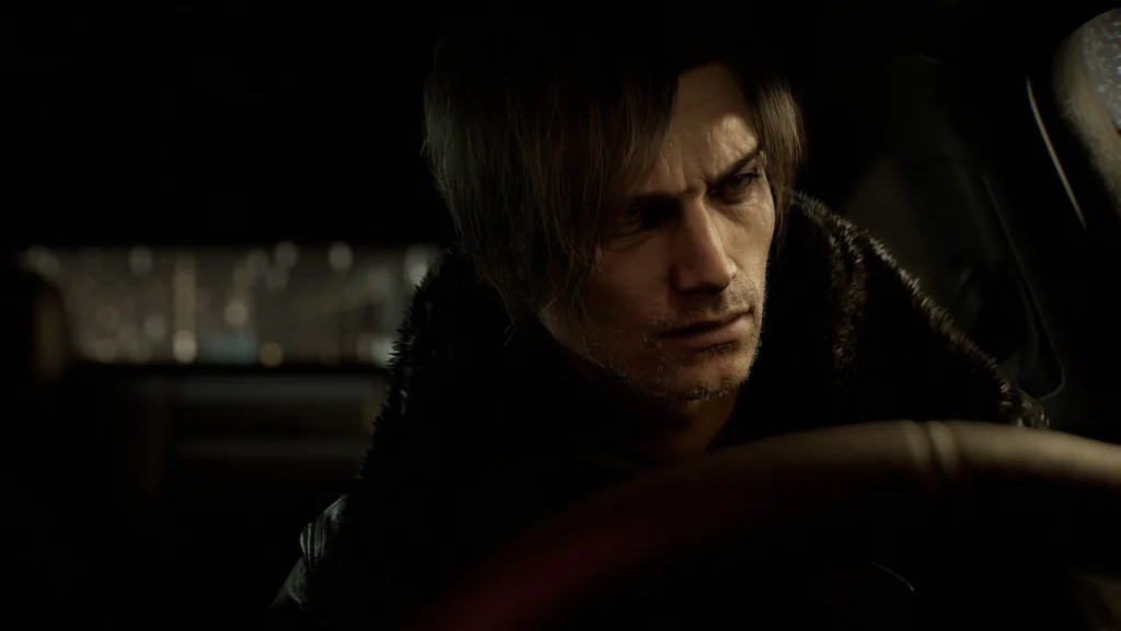 Leon in his Porsche in Resident Evil Requiem.