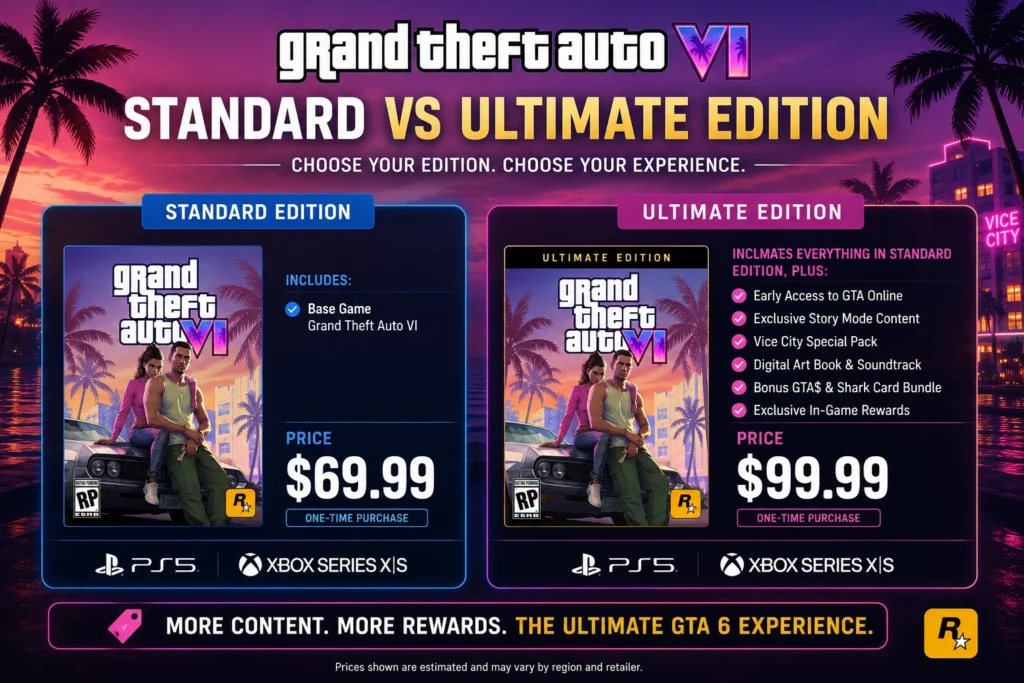 GTA 6 Standard vs Ultimate Edition price comparison