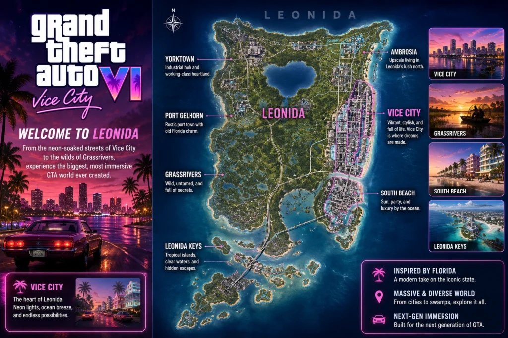 GTA 6 Vice City Leonida map setting