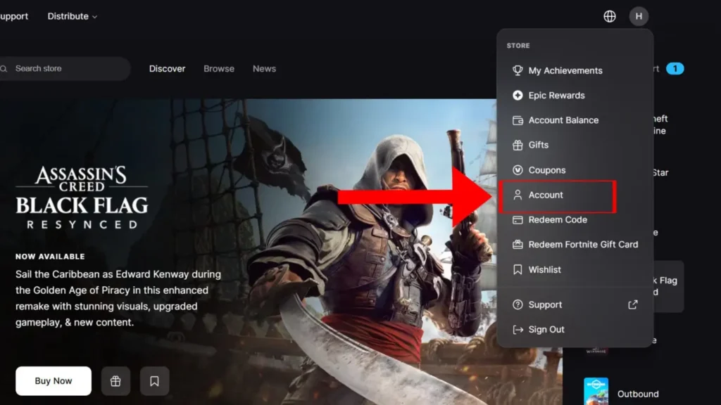 Using Epic Games website to log into Epic Games account.